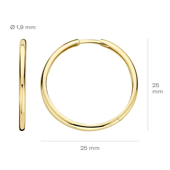 Blush BLUSH 14krt geelgouden klapcreolen U-profiel buis, rond, 1.8 mm dik en rond 25 mm 7311YGO