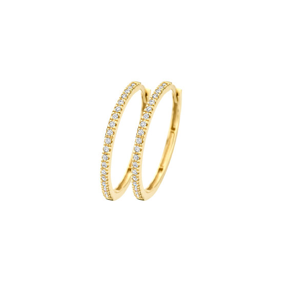 Blush BLUSH 14krt geelgouden klapcreolen rond 20 mm, 1.5 mm breed met zirconia's 7306YZI