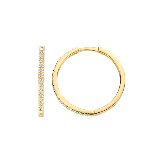Blush BLUSH 14krt geelgouden klapcreolen rond 20 mm, 1.5 mm breed met zirconia's 7306YZI