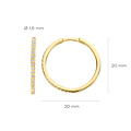 Blush BLUSH 14krt geelgouden klapcreolen rond 20 mm, 1.5 mm breed met zirconia's 7306YZI