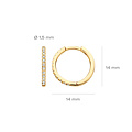 Blush BLUSH 14krt geelgouden klapcreolen rond 14 mm, 1.5 mm breed met zirconia's 7309YZI