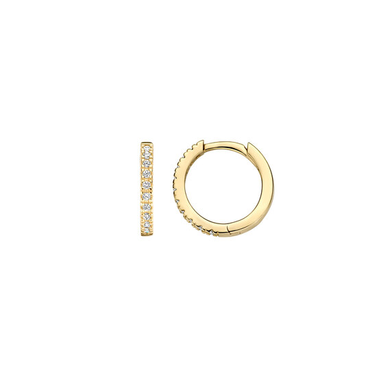 Blush BLUSH 14krt geelgouden klapcreolen rond 12 mm, 1.5 mm breed met zirconia's 7307YZI
