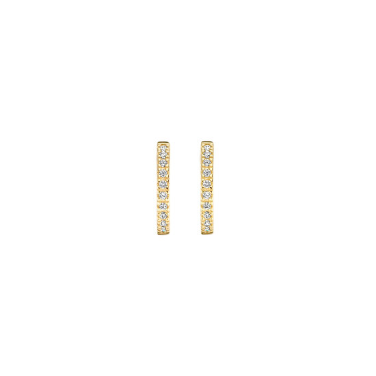Blush BLUSH 14krt geelgouden klapcreolen rond 12 mm, 1.5 mm breed met zirconia's 7307YZI