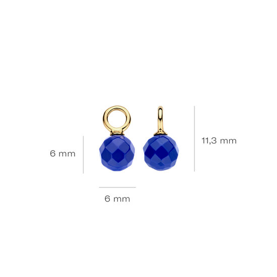 Blush BLUSH 14krt geelgouden creoolhangers, gefacetteerd bolletje Lapis Lazuli 6 mm, 9046YLA (UITLOPEND)