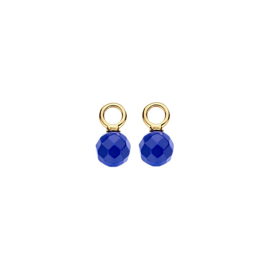 Blush BLUSH 14krt geelgouden creoolhangers, gefacetteerd bolletje Lapis Lazuli 6 mm, 9046YLA (UITLOPEND)