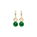 Blush BLUSH 14krt geelgouden creoolhangers, gefacetteerd bolletje Malachiet 6 mm 9046YMA (UITLOPEND)