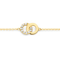 Blush BLUSH 14krt geelgouden armband, tussenstukje 2 ringen in elkaar, 1 met zirconia's, 18 cm, 2223YZI