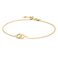 Blush BLUSH 14krt geelgouden armband, tussenstukje 2 ringen in elkaar, 1 met zirconia's, 18 cm, 2223YZI