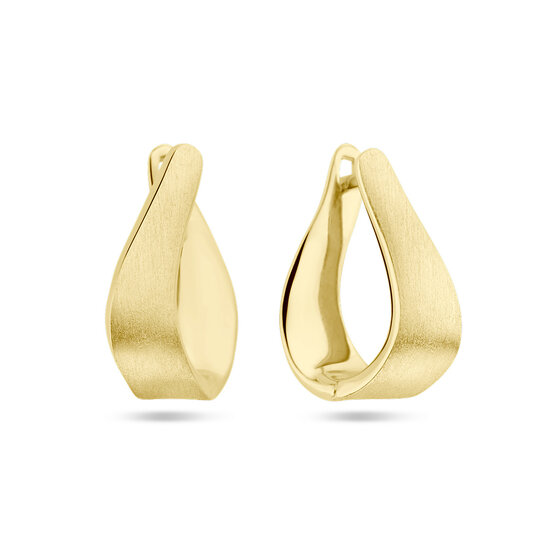 Collectie Milikan Huiscollectie 14krt geelgouden klapcreolen met scharnier, 20.5 x 12.5 mm, verschoven, mat/glanzend, 1056610