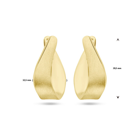Collectie Milikan Huiscollectie 14krt geelgouden klapcreolen met scharnier, 20.5 x 12.5 mm, verschoven, mat/glanzend, 1056610