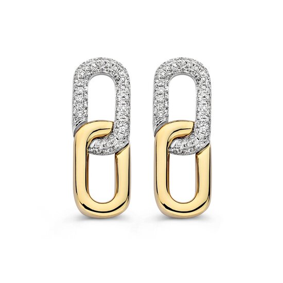 Collectie Milikan Oorstekers Bicolor geel/witgoud 14karaat met Briljant 0.40 crt Collectie Milikan