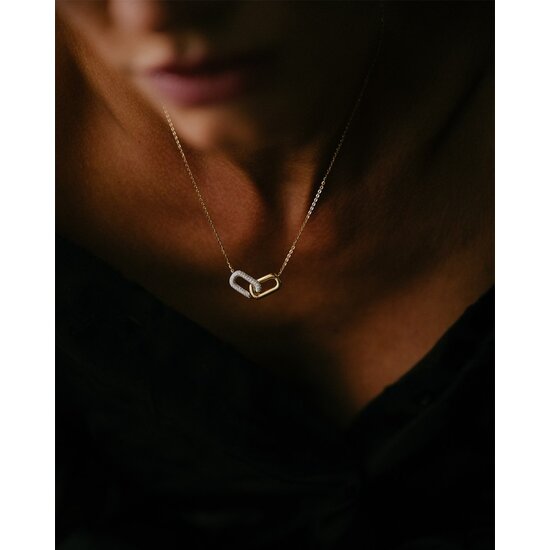 Collectie Milikan Collier Bicolor geel/witgoud 14karaat met Briljant 0.26 crt Collectie Milikan