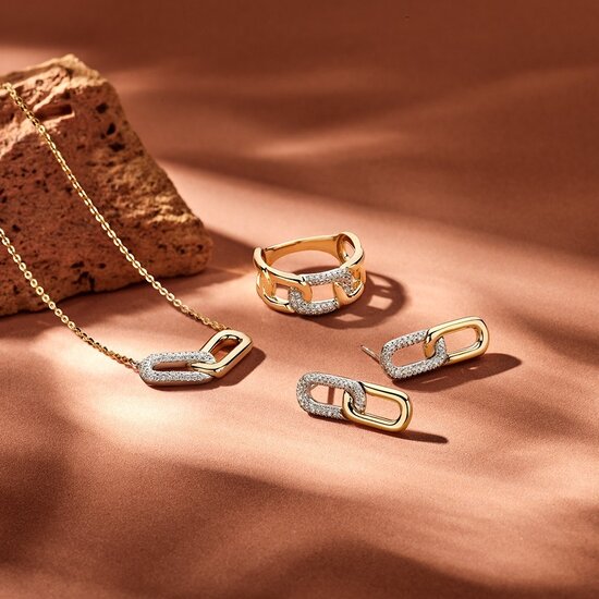 Collectie Milikan Collier Bicolor geel/witgoud 14karaat met Briljant 0.26 crt Collectie Milikan