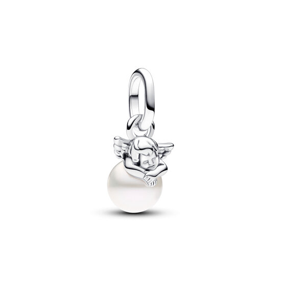 Pandora PANDORA 793108C01 Cupid angel sterling silver mini dangle with treated freshwater cultured pearl
