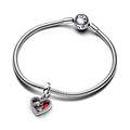 Pandora PANDORA 793119C01 Padlock heart sterling silver double dangle with zirconia and red enamel
