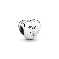 PANDORA 796458CZ Dad heart silver charm with zirconia