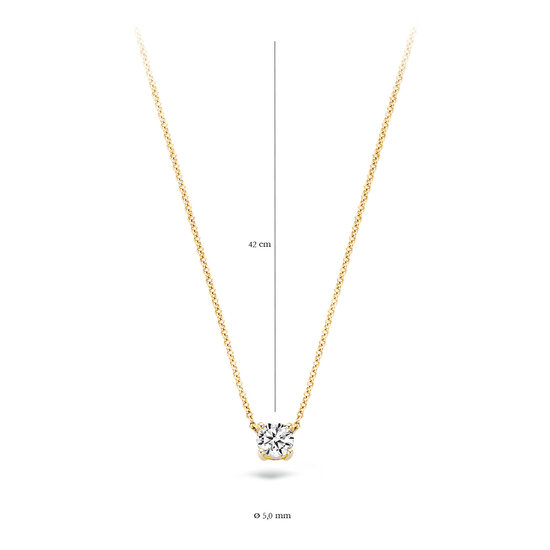 Blush BLUSH 3049YZI 14K geelgouden ankercollier fijntjes met vaste zetkast 4 mm zirconia