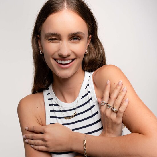 Ti Sento Milano TI SENTO MILANO 12320ZI Zilver gerhodineerde ring, open hoekige vorm met pavé zirconia's