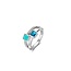 Ti Sento Milano TI SENTO MILANO 12326DB Zilver gerhodineerde ring, 2 baans met vierkante blauwe zirconia en turkooiskleur steen