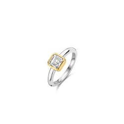 TI SENTO MILANO 12328ZY Zilver gerhodineerde ring, met vierkante zirconia