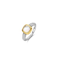 TI SENTO MILANO 12331MW Zilver gerhodineerde ring, met parelmoer zirconia 8x8 mm