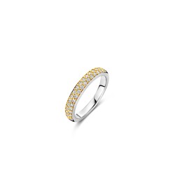 TI SENTO MILANO 1414ZY Zilver vergulde ring, 2 rijen zirconia's