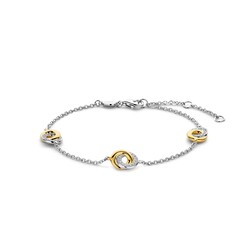 TI SENTO MILANO 2925ZY Zilver gerhodineerd collier met 3x vast element, 2 ringen in elkaar