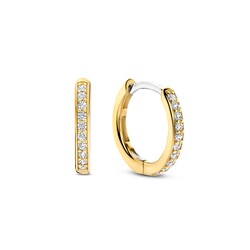 TI SENTO MILANO 7812ZY Zilver gerhodineerde klapcreolen 13.5x2 mm, verguld met zirconia's