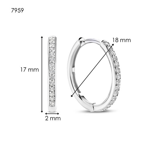 Ti Sento Milano TI SENTO MILANO 7959ZI Zilver gerhodineerde klapcreolen 17x2 mm, half bezet zirconia's