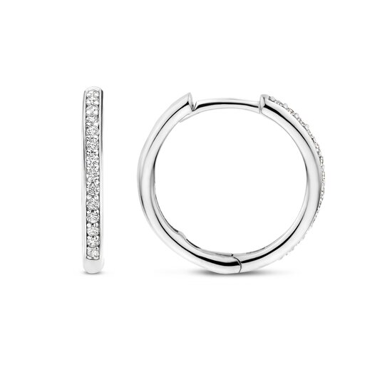 Ti Sento Milano TI SENTO MILANO 7959ZI Zilver gerhodineerde klapcreolen 17x2 mm, half bezet zirconia's