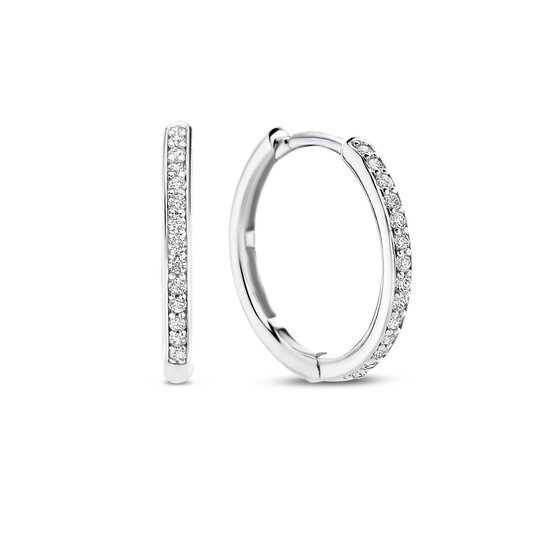 Ti Sento Milano TI SENTO MILANO 7959ZI Zilver gerhodineerde klapcreolen 17x2 mm, half bezet zirconia's