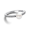 Pandora PANDORA 193158C01 Sterling silver ring with white treated freswater cultured pearl and zirconia