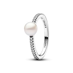 PANDORA 193158C01 Sterling silver ring with pearl and zirconia