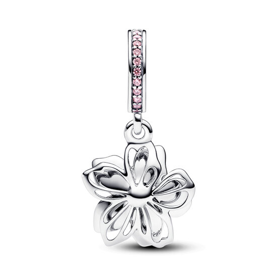 Pandora PANDORA 790667C01 Movable cherry blossom sterling silver dangle with pink and white enamel and zirconia