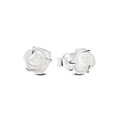 PANDORA 293209C01 White rose sterling silver stud earrings