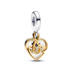 PANDORA 763237C01 Engravable heart sterling silver and 14k gold-plated dangle