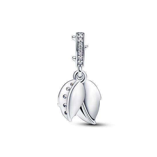 Pandora PANDORA 793200C01 White rose sterling silver double dangle with white Bioresin man-made mother of pearl and zirconia