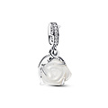 Pandora PANDORA 793200C01 White rose sterling silver double dangle with white Bioresin man-made mother of pearl and zirconia