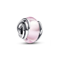 PANDORA 793241C00 Encircled sterling silver charm with pink Murano glass