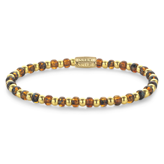 Rebel&Rose Rebel&Rose RR-40146-G Mix Glass Rocks Tiger Gold - 4mm