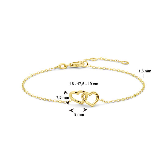 Collectie Milikan Collectie Milikan 14 karaat geelgouden armband hartjes 16 - 17,5 - 19 cm