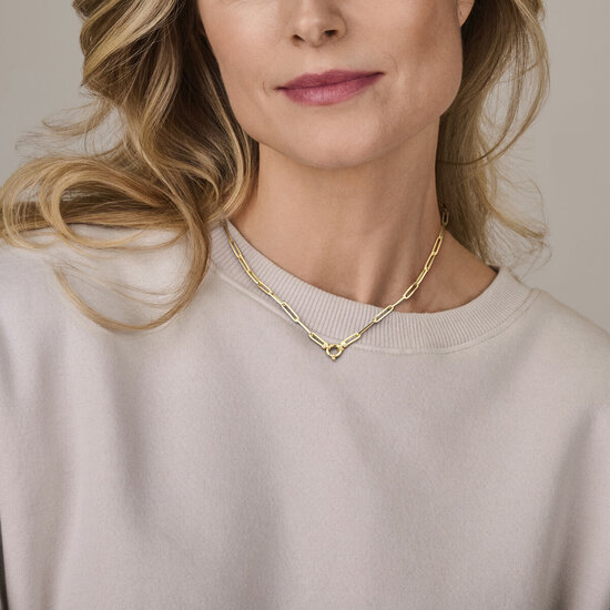 Collectie Milikan Collectie Milikan 14 karaat geelgouden collier paperclip vierkante buis 45 cm