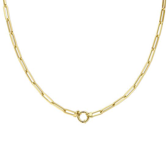 Collectie Milikan Collectie Milikan 14 karaat geelgouden collier paperclip vierkante buis 45 cm