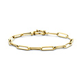 Collectie Milikan Collectie Milikan 14 karaat geelgouden armband paperclip vierkante buis 19 cm