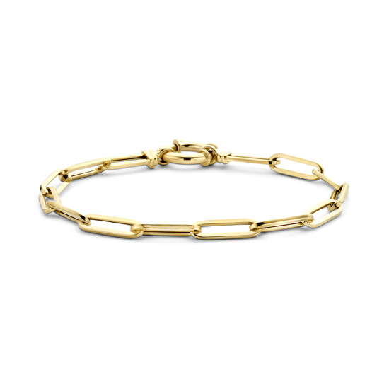 Collectie Milikan Collectie Milikan 14 karaat geelgouden armband paperclip vierkante buis 19 cm