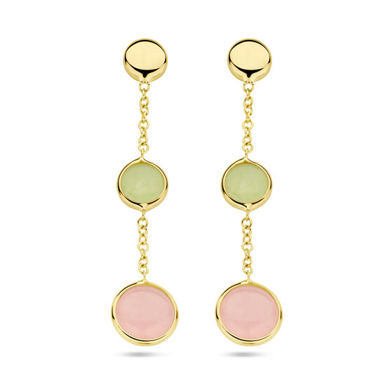 Collectie Milikan Collectie Milikan 14 karaat geelgouden oorhangers kwartsiet en ronde elementen