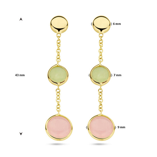 Collectie Milikan Collectie Milikan 14 karaat geelgouden oorhangers kwartsiet en ronde elementen