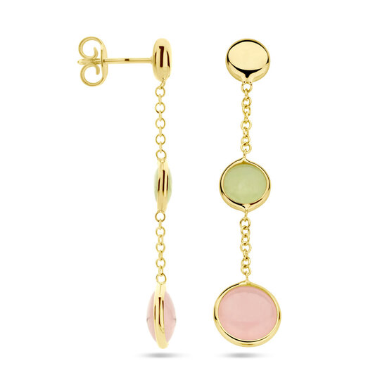 Collectie Milikan Collectie Milikan 14 karaat geelgouden oorhangers kwartsiet en ronde elementen