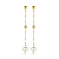 Collectie Milikan Collectie Milikan 14 karaat geelgouden oorhangers met parel en zirconia
