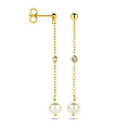 Collectie Milikan Collectie Milikan 14 karaat geelgouden oorhangers met parel en zirconia